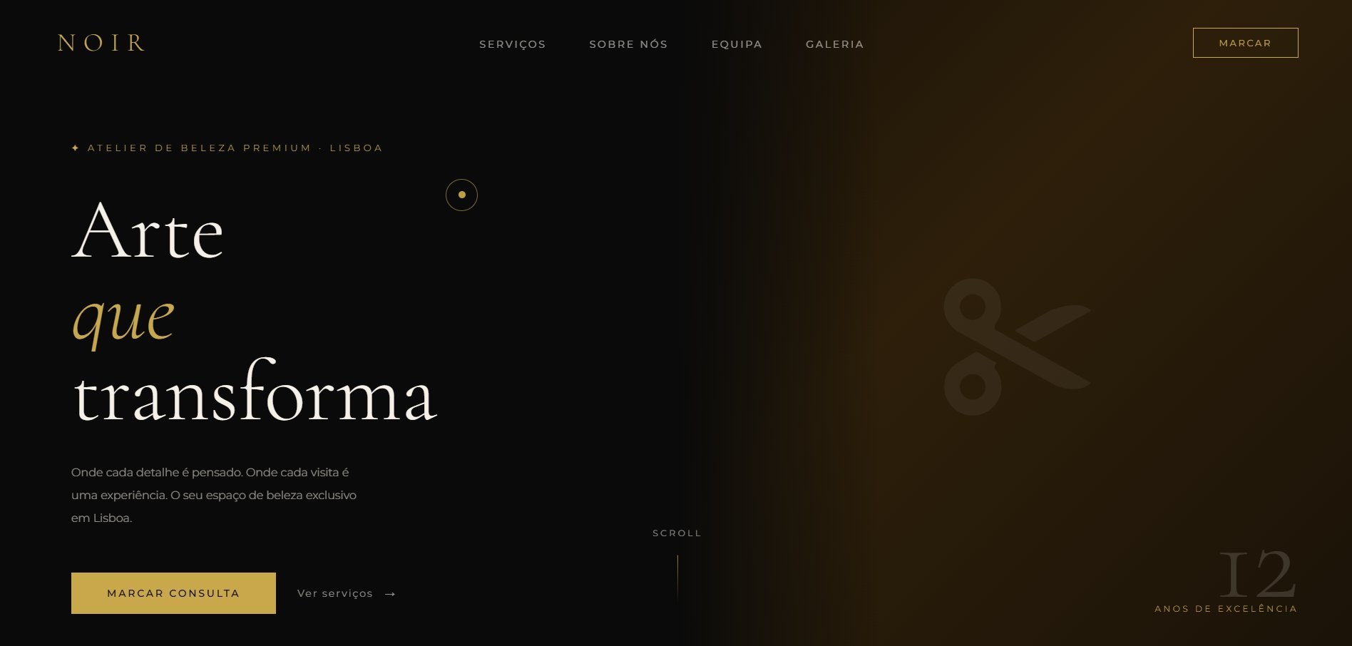 Exemplo de site para cabeleireiro premium